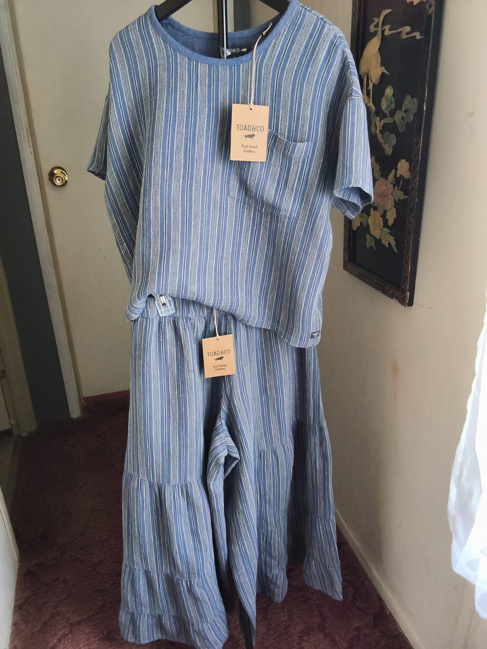 Toad&Co Blue Striped Girls' Casual Two-Piece Set